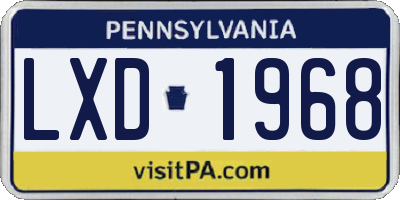 PA license plate LXD1968