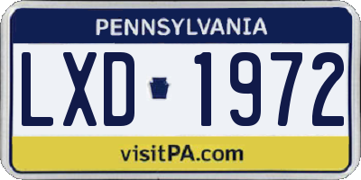PA license plate LXD1972