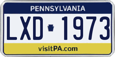 PA license plate LXD1973