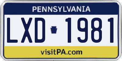 PA license plate LXD1981