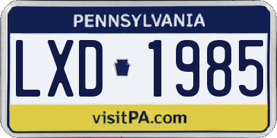PA license plate LXD1985