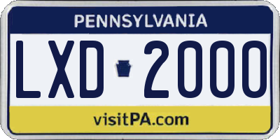 PA license plate LXD2000