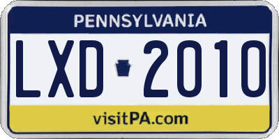 PA license plate LXD2010