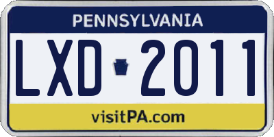 PA license plate LXD2011