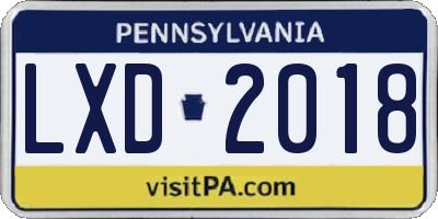 PA license plate LXD2018