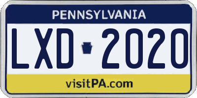 PA license plate LXD2020