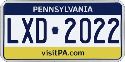 PA license plate LXD2022