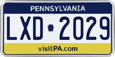 PA license plate LXD2029