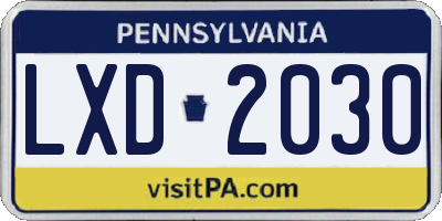 PA license plate LXD2030