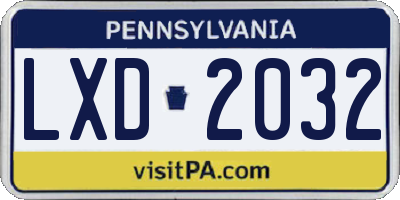 PA license plate LXD2032