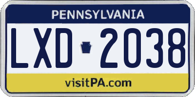 PA license plate LXD2038