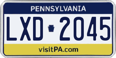 PA license plate LXD2045