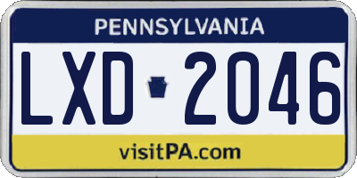 PA license plate LXD2046