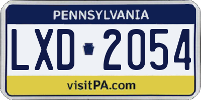 PA license plate LXD2054