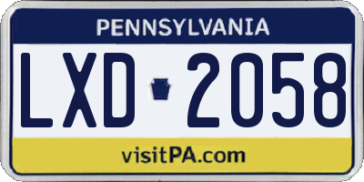 PA license plate LXD2058