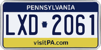 PA license plate LXD2061