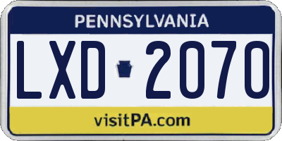 PA license plate LXD2070