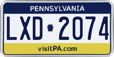 PA license plate LXD2074