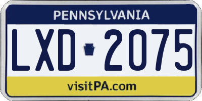 PA license plate LXD2075