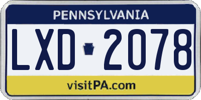 PA license plate LXD2078