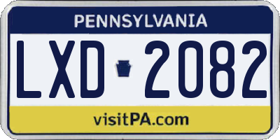 PA license plate LXD2082