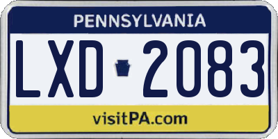 PA license plate LXD2083