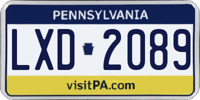 PA license plate LXD2089