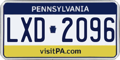 PA license plate LXD2096
