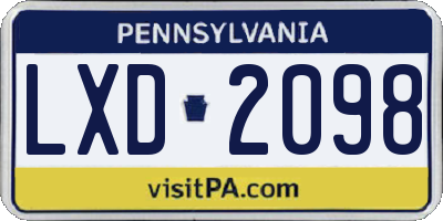 PA license plate LXD2098