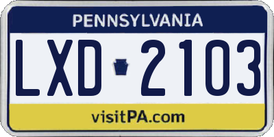 PA license plate LXD2103