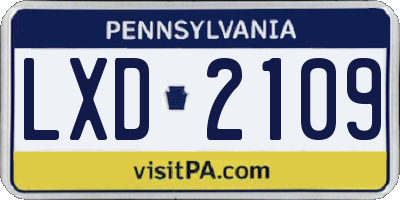 PA license plate LXD2109