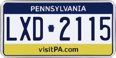 PA license plate LXD2115