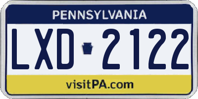 PA license plate LXD2122