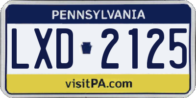 PA license plate LXD2125