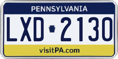 PA license plate LXD2130