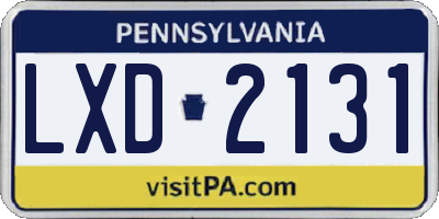 PA license plate LXD2131