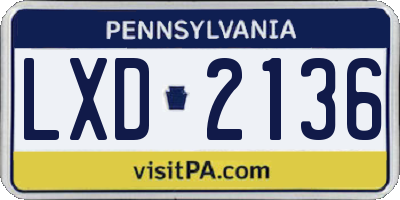 PA license plate LXD2136