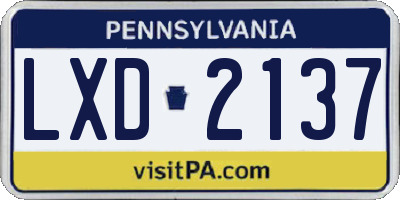 PA license plate LXD2137