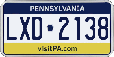 PA license plate LXD2138