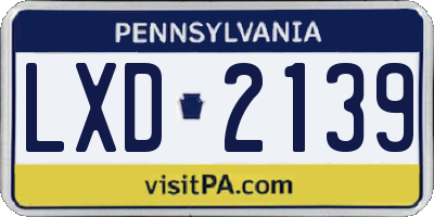 PA license plate LXD2139