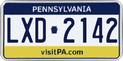 PA license plate LXD2142
