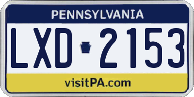 PA license plate LXD2153