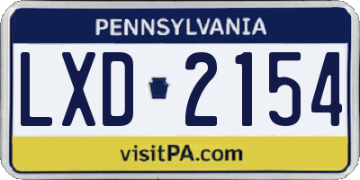 PA license plate LXD2154