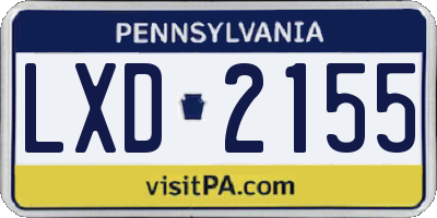 PA license plate LXD2155