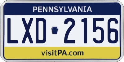PA license plate LXD2156