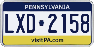 PA license plate LXD2158