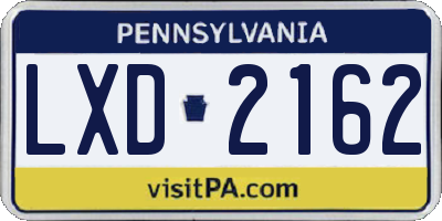 PA license plate LXD2162