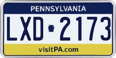 PA license plate LXD2173
