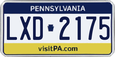 PA license plate LXD2175