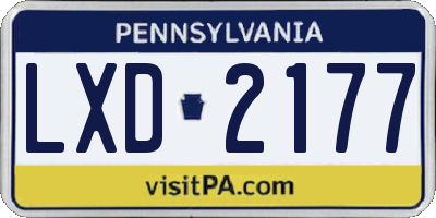PA license plate LXD2177